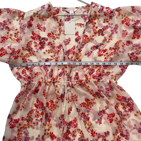 NWT LC Lauren Conrad Women’s Floral Print Tapered Tie Front Kimono One Size - Picture 7 of 11